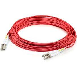 THIS IS A 3M LC (MALE) TO LC (MALE) RED DUPLEX PLENUM-RATED FIBER PATCH CABLE. A