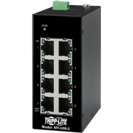Tripp Lite by Eaton 8-Port Unmanaged Industrial Ethernet Switch 10/100 Mbps Ruggedized -40 to 75C DIN Mount - TAA Compliant